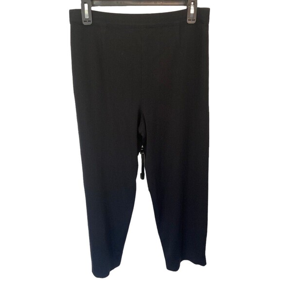 Exclusively Misook Acrylic Pull On Crop Pants Size Med Black‎ Classic Minimalist - Picture 1 of 3